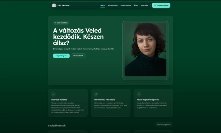 Zöld Tara Háza valódi weboldal előnézet